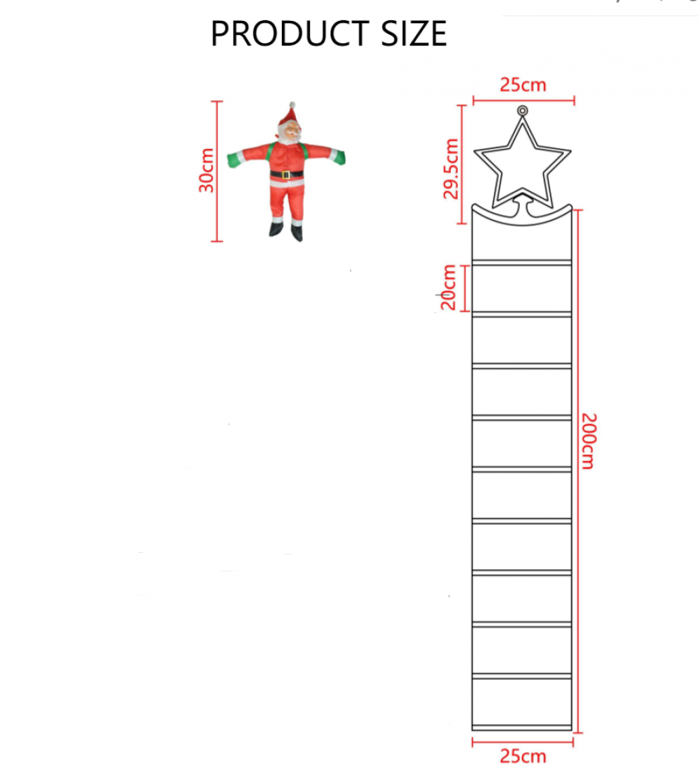 Świąteczne lampki LED, 220 cm, dekoracja świąteczna ze Świętym Mikołajem, 8 trybów, ozdoby świąteczne na zewnątrz, lampki do wnętrz, na zewnątrz, - 2