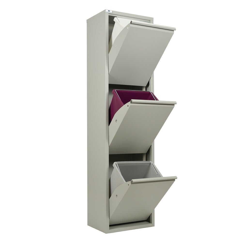 Pattumiera 3 Scomparti Avilia - 75L Per Raccolta Differenziata, Plastica, Colore Tortora - Foto 12