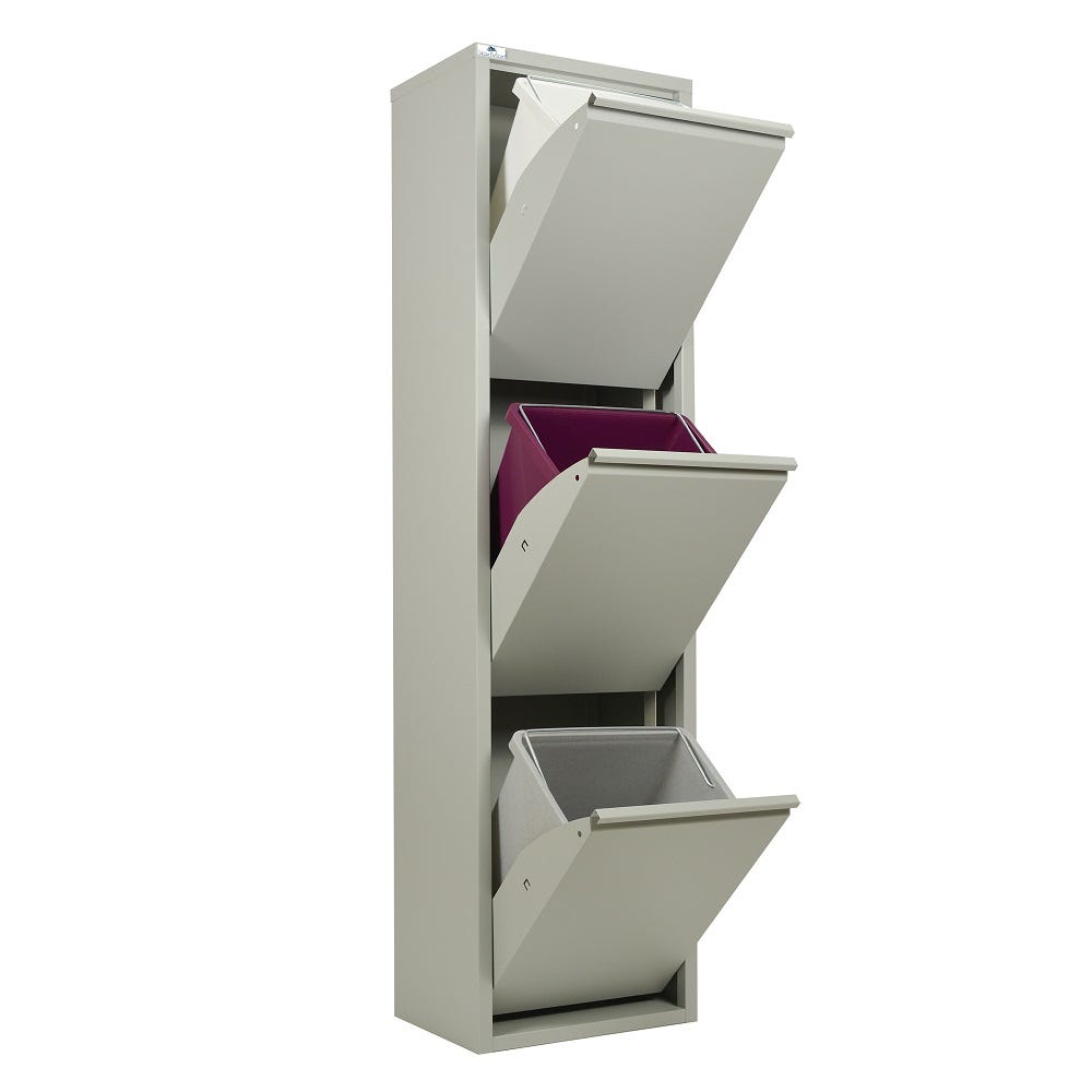 Pattumiera 3 Scomparti Avilia - 75L Per Raccolta Differenziata, Plastica, Colore Tortora - Foto 12