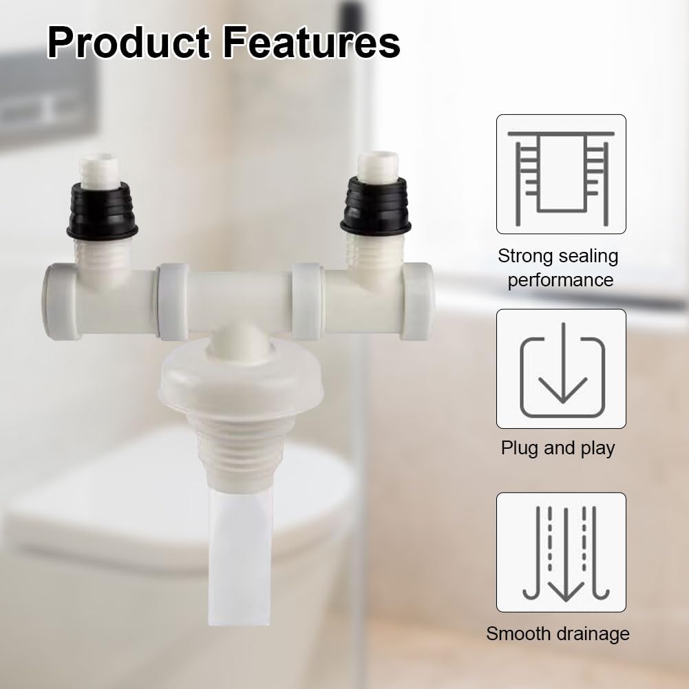 Blanc Double Evacuation Machine a Laver,Clapet Anti Retour Machine a laver,Double Raccord pour Sèche-Linge et Machine à Laver,Raccord pour Machine à - 4