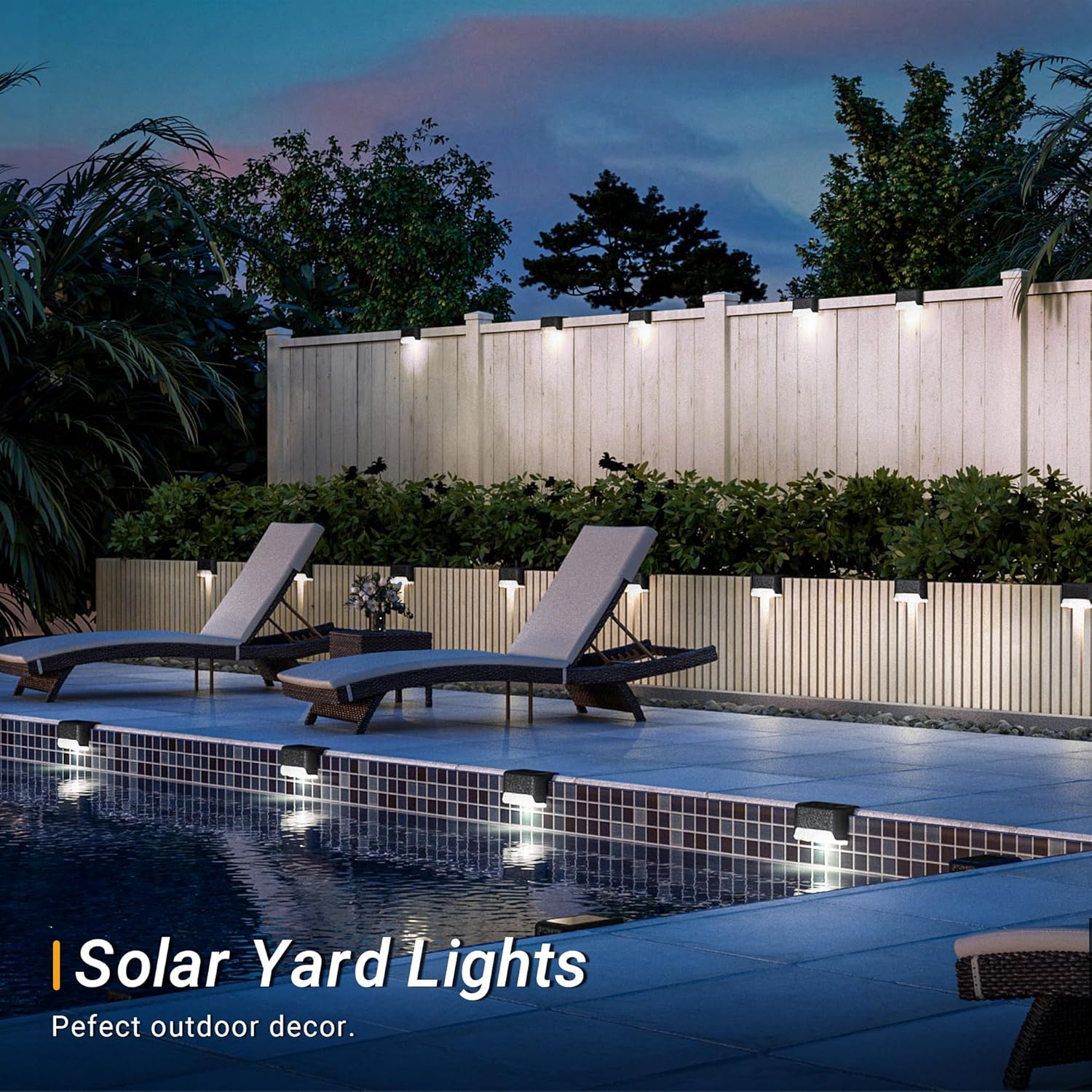 Lot de 12 lampes solaires étanches pour clôtures, escaliers, haies, cours, patios et allées (noir, lumière chaude) - 2
