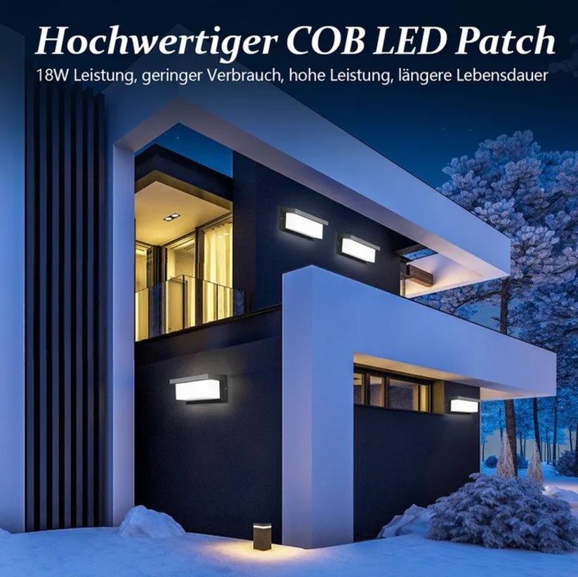 Applique da Parete Interno/Esterno con Rilevatore di Movimento, Illuminazione da Parete Impermeabile IP65 LED 18W Luce Bianca Fredda-1pcs - 5