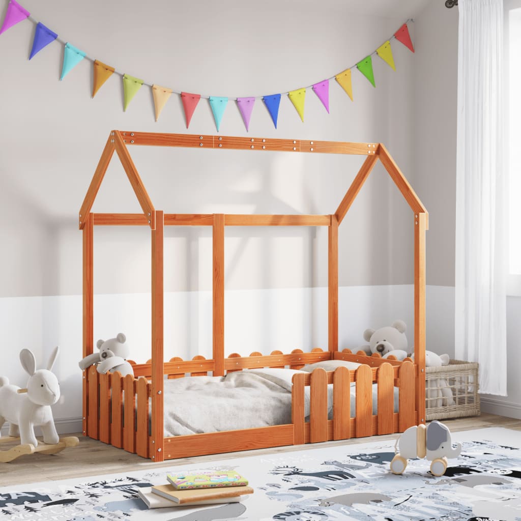 vidaXL Cadre de lit d'enfants Forme de Maison 70x140cm Bois pin vidaXL Cadre de lit d'enfants Forme de Maison 70x140cm Bois pin