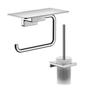 Porte-brosse WC HANSGROHE Addstoris + Porte-papier WC avec tablette chromé