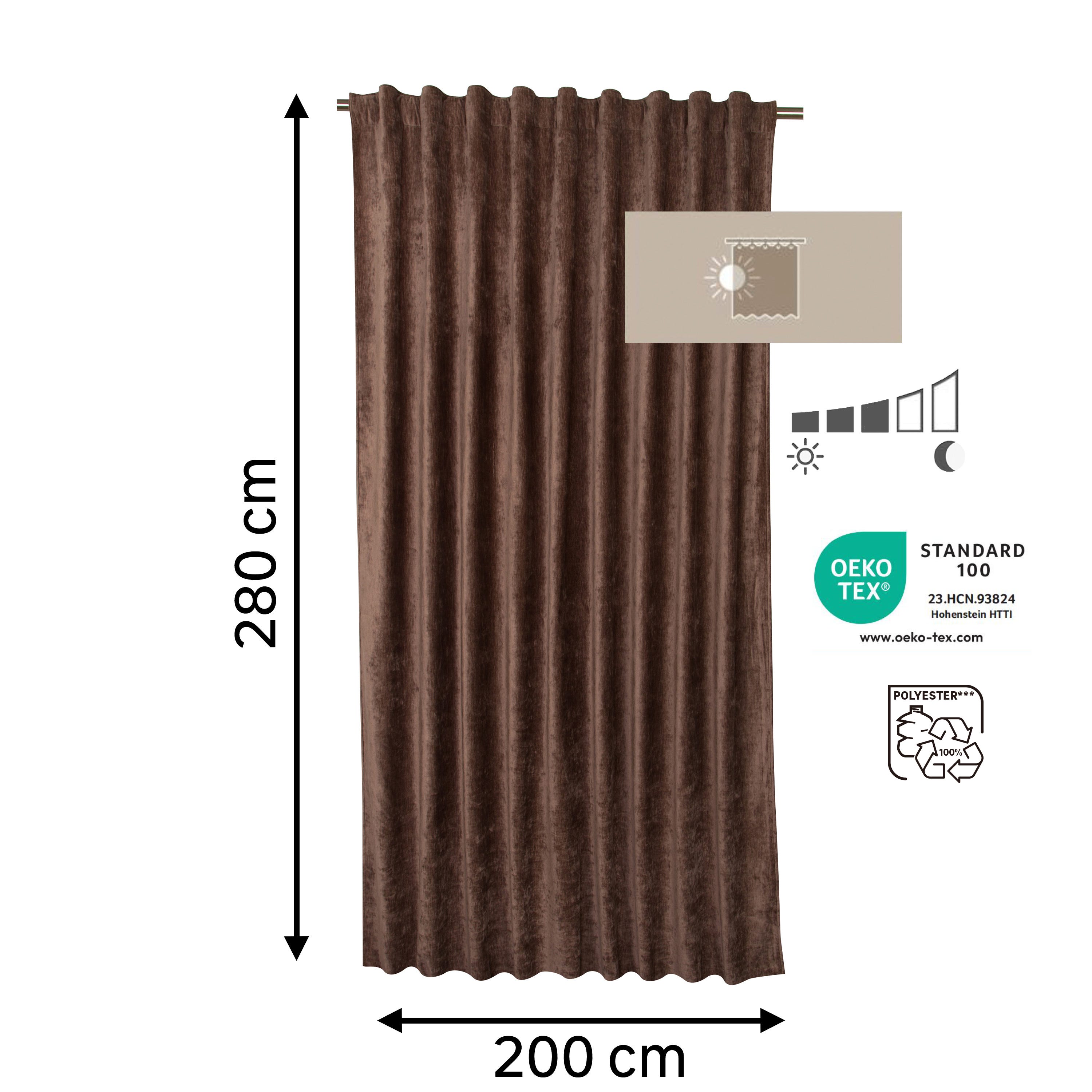 Cortina ALARO - L.200 x A.280 cm - Poliéster - Marrom - 2