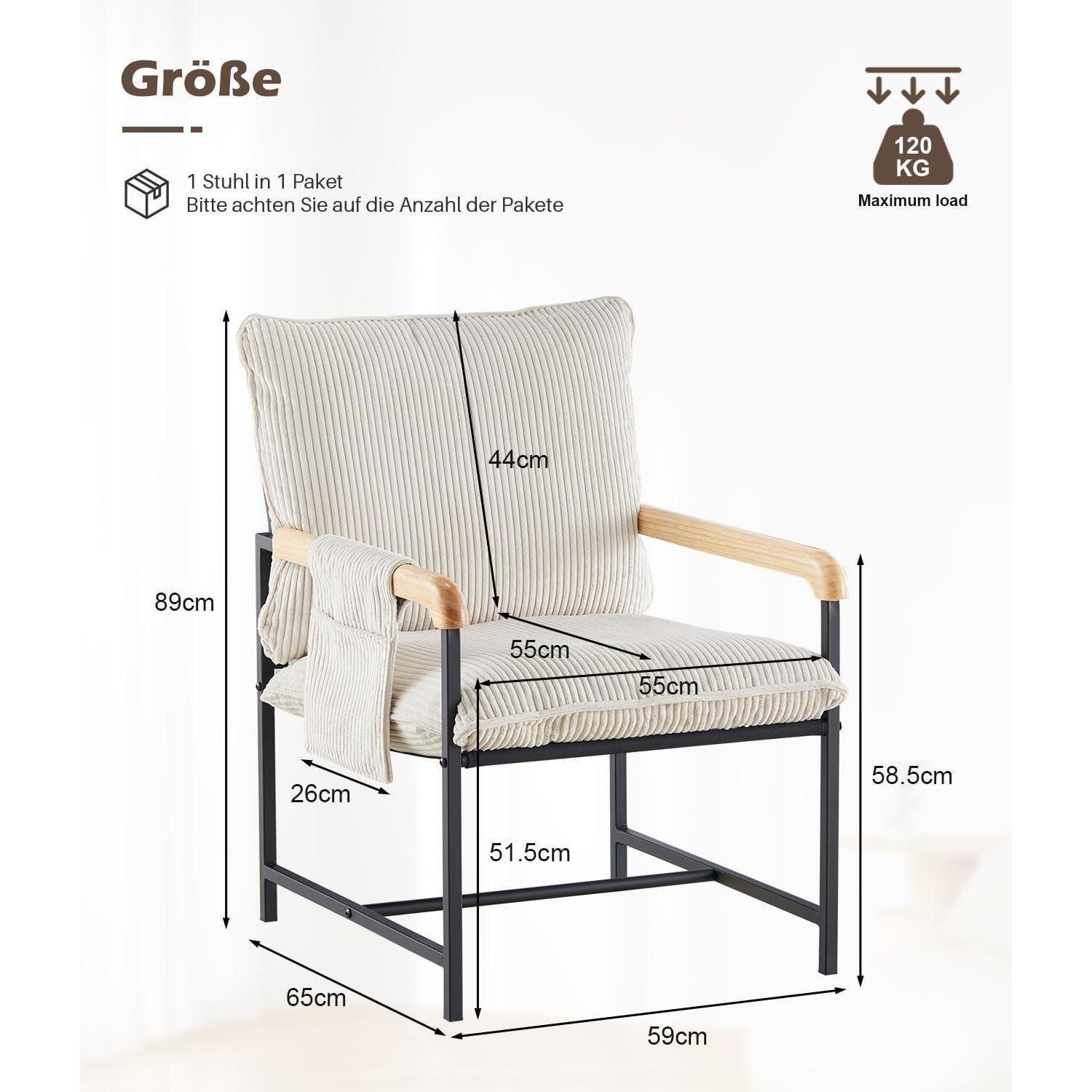 Fauteuil Lounge Moderne Tissu Corde Crème Structure Métal 120kg | Leroy ...