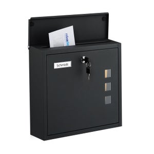 Cassetta Postale Da Parete In Acciaio Antracite/aspetto Marmo Nero Con Serratura 87669573