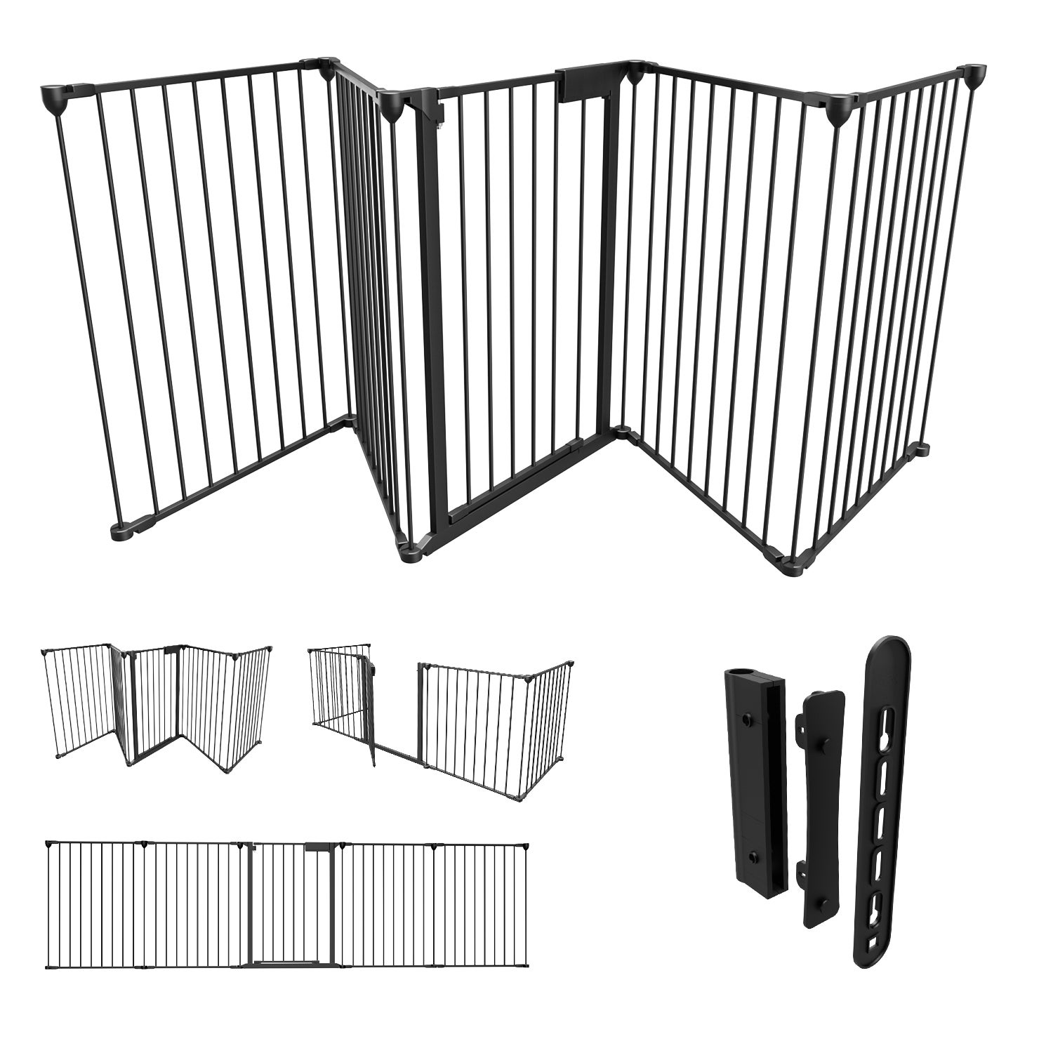 Jopassy Barrière De Sécurité Pour Cheminée 310 Cm - Grille De Protection Bébé Et Chien En Métal Blanc, 5 Panneaux Pré-Assemblés, Ouverture 270° Et Rotation 360°