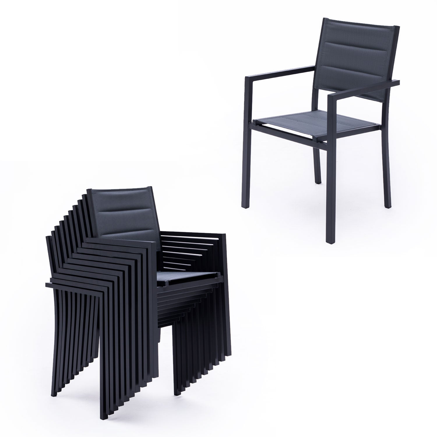 Salon de jardin gris et anthracite aluminium 10 places VENEZIA extensible - 4