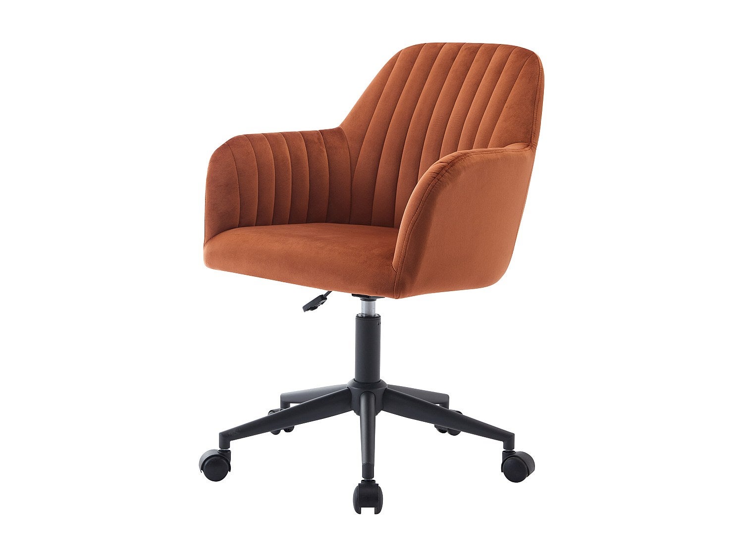 Chaise de bureau - Velours - Terracotta et noir - Hauteur réglable - ELEANA - 2