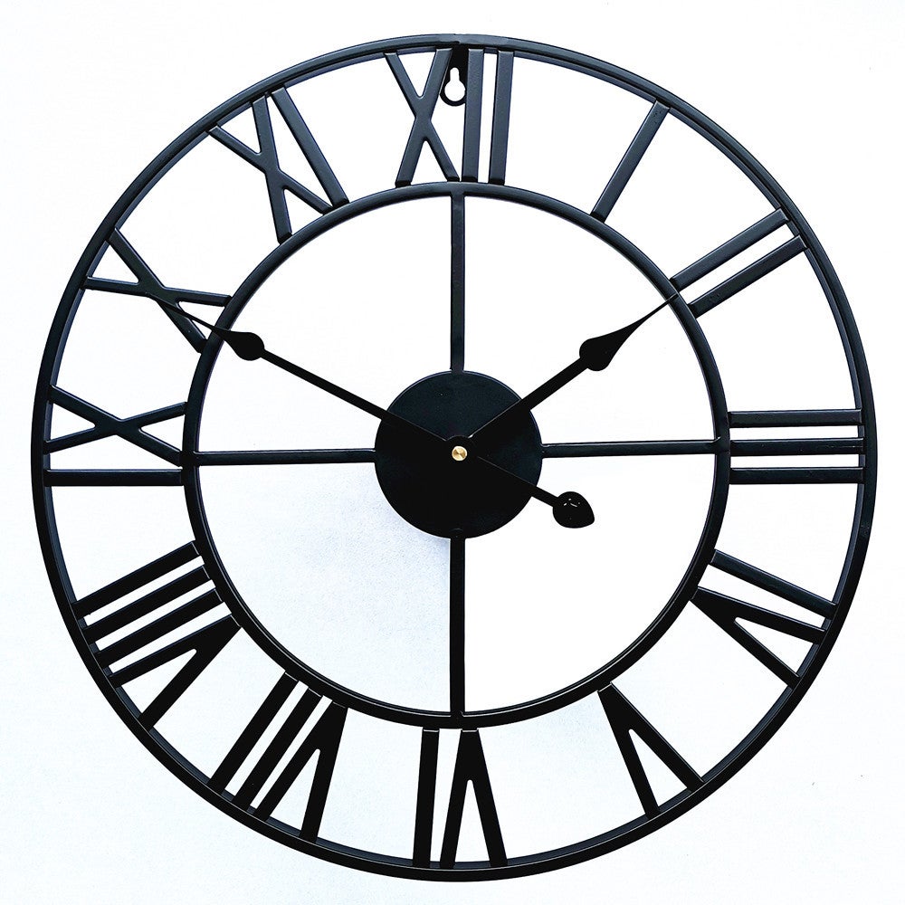 Kreatywny zegar ścienny retro z metalu i żelaza, rzymski zegar ścienny do salonu (50 cm)