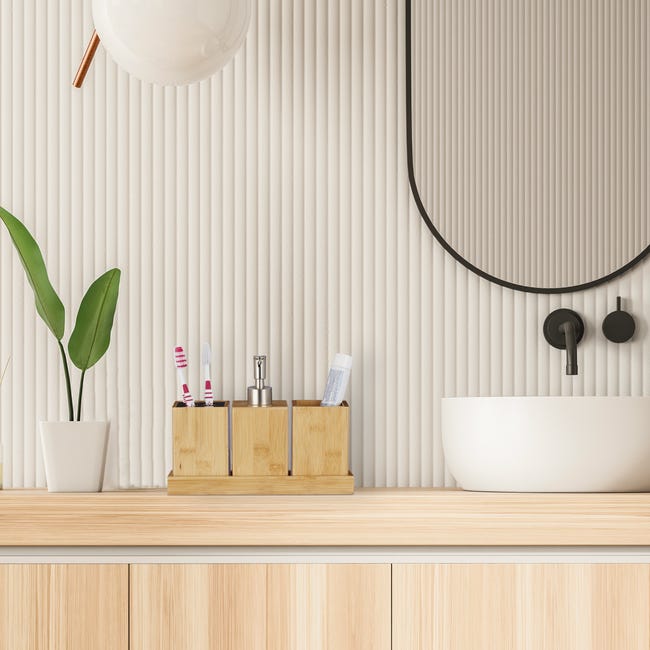 Set Bagno In Bambù Relaxdays - 4 Pezzi Con Portaspazzolini, Portasapone, Bicchiere E Vassoio - Foto 11