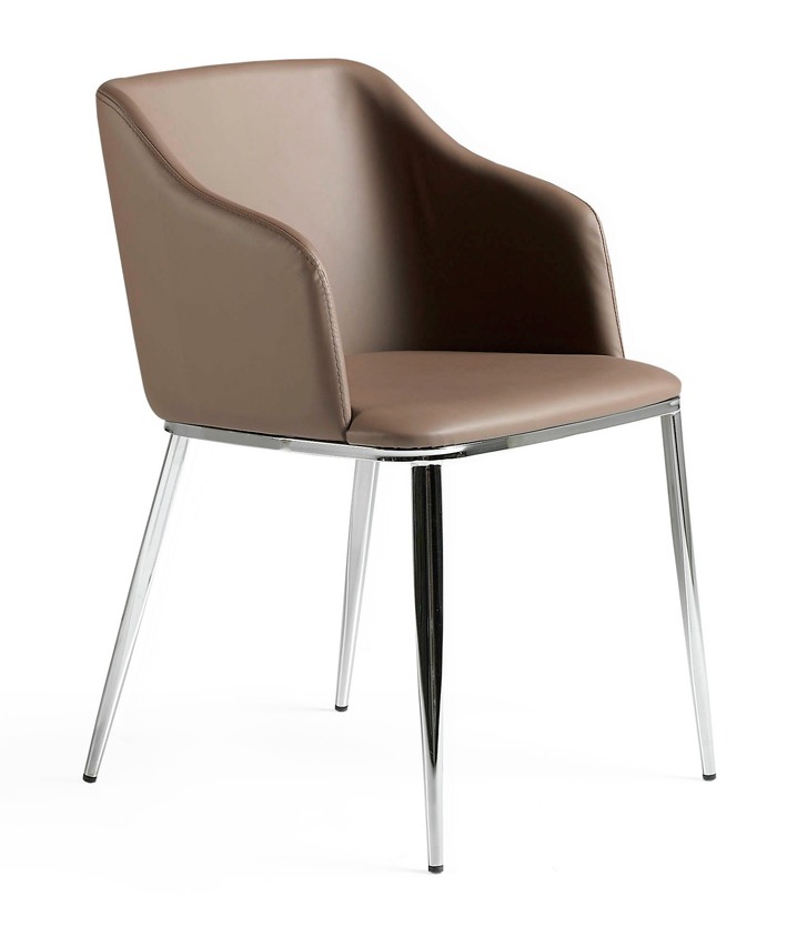 Silla gael símil piel marrón y patas de acero plateado - juego de 2-color aqua 26 violeta