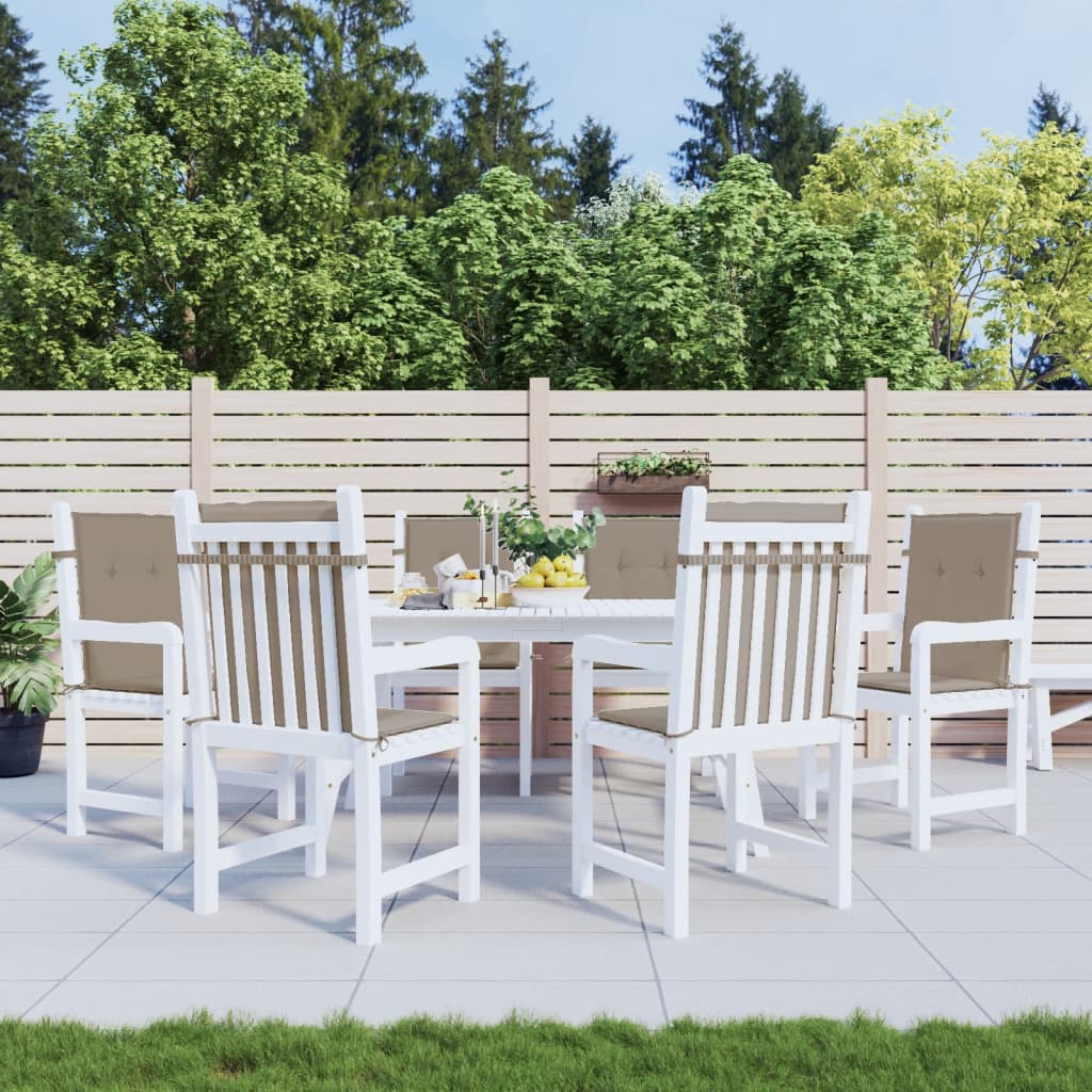 Vidaxl cojín de silla de jardín respaldo bajo 6 uds tela oxford taupé