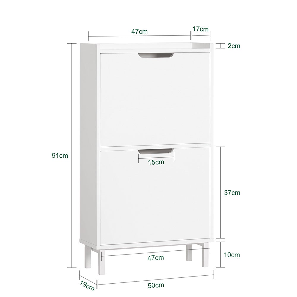 SoBuy Meuble à Chaussures Meuble de Rangement à Chaussures avec 2 Abattants Meuble d'Entrée – Blanc, FSR151-W - 3