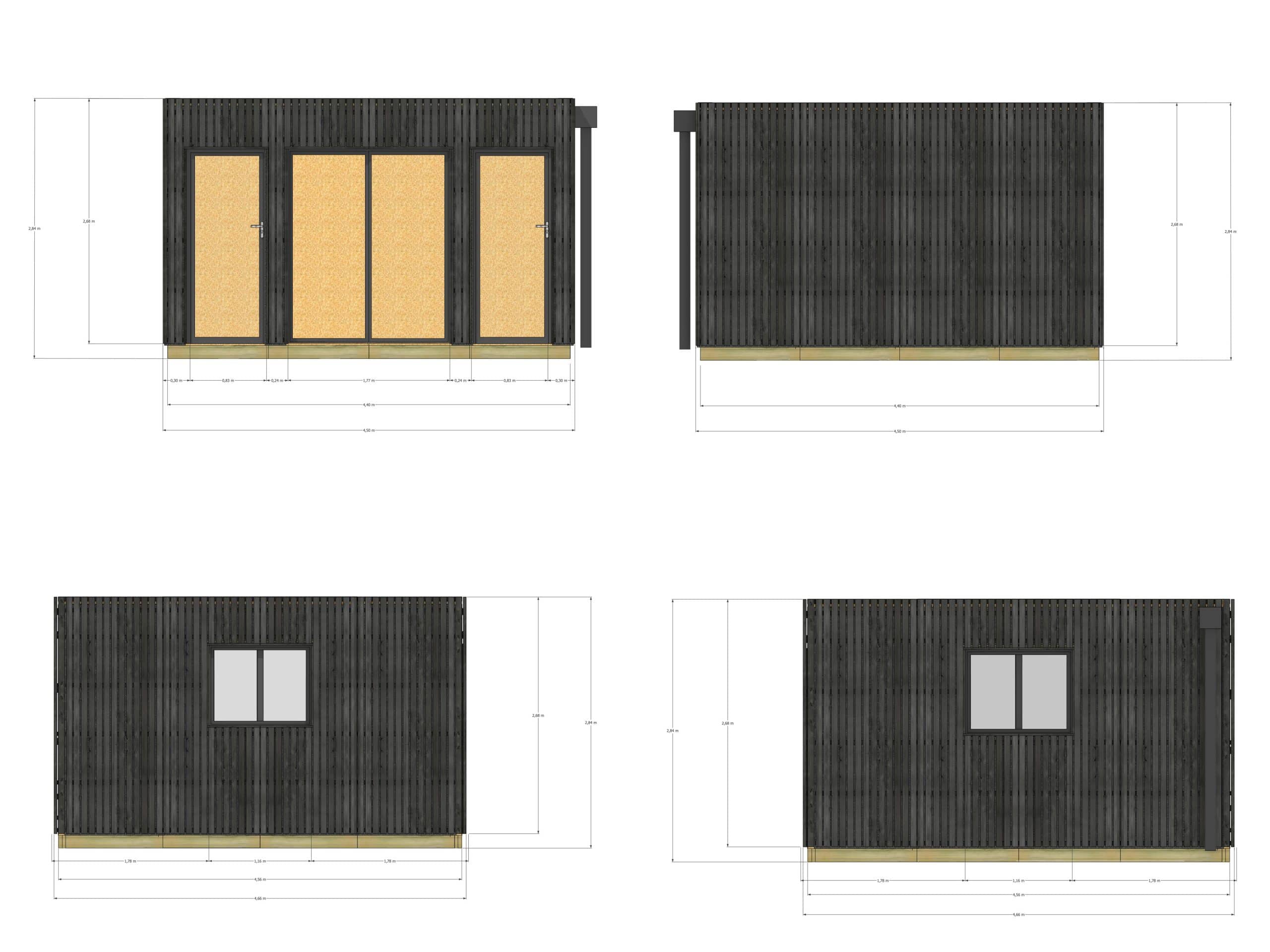 Dépendance de jardin à louer en bois 4,4 x 4,6 x 2,7 m avec plancher isolé / menuiseries alu k-line - 4