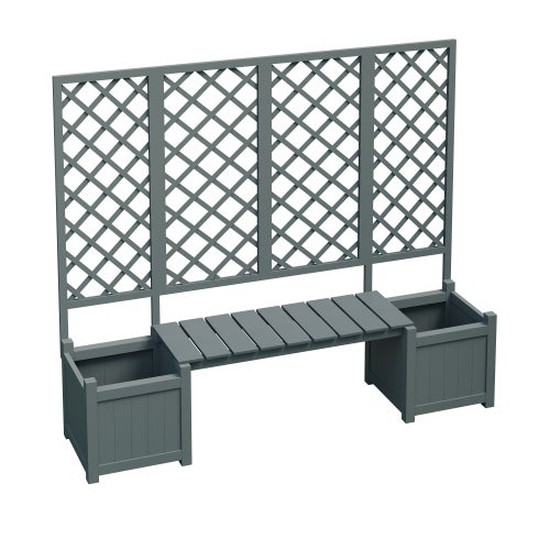 Conjunto de Jardinagem: Canteiros de Cultivo Elevados, Vasos de Madeira, Banco de Terraço com Malha e Floreiras - 8