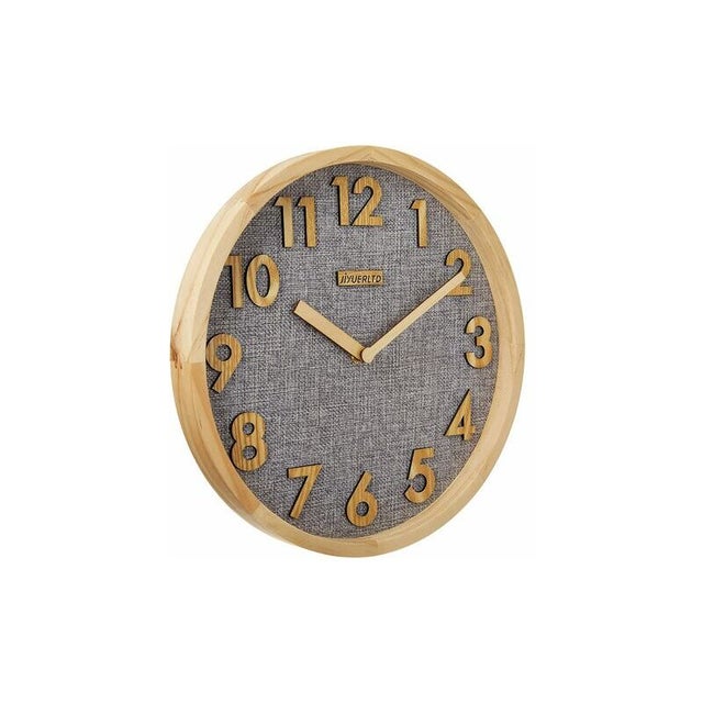 12 Pouces Horloge Cuisine Pendule murales Silence sans tiques Horloge Murale à Quartz,Bois Horloge pour Accueil Bureau Salle de Classe École Bois Natu