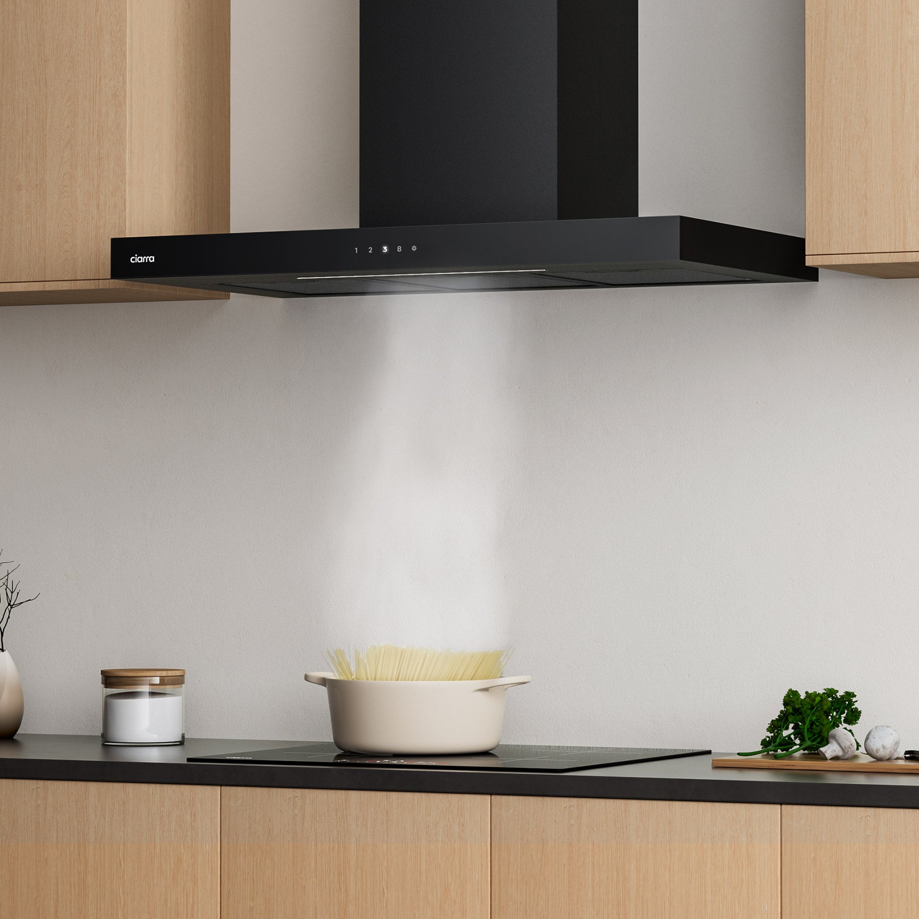 CIARRA Hotte Tactile 90cm 650 m3/h A+++ APP Contrôle Touche Tactile 4 Vitesses Booster LED Dimmable Noir CD9102B - 5