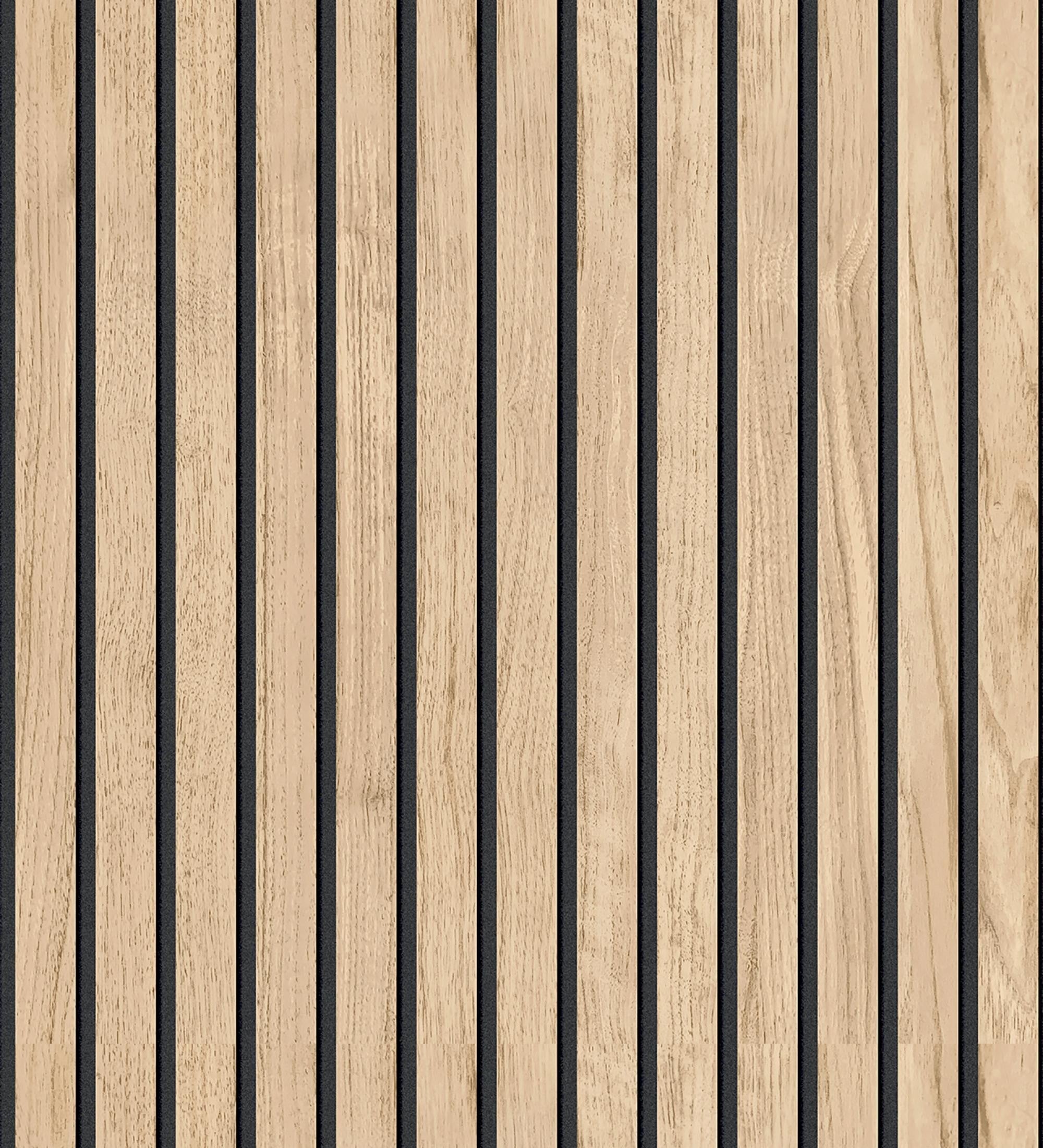 Papier peint en lattes de bois naturel imitation panneau à lames - Oak Orbit 682815 de GAULAN - Rouleaux de 10 m x 0,53 m - 2