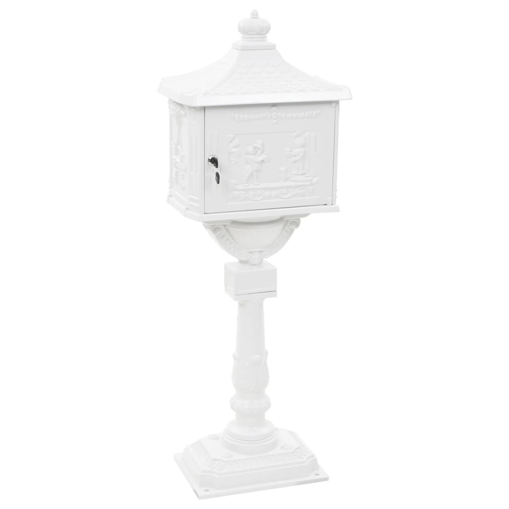 vidaXL Boîte aux lettres sur pied Aluminium Vintage Antirouille Blanc - 6