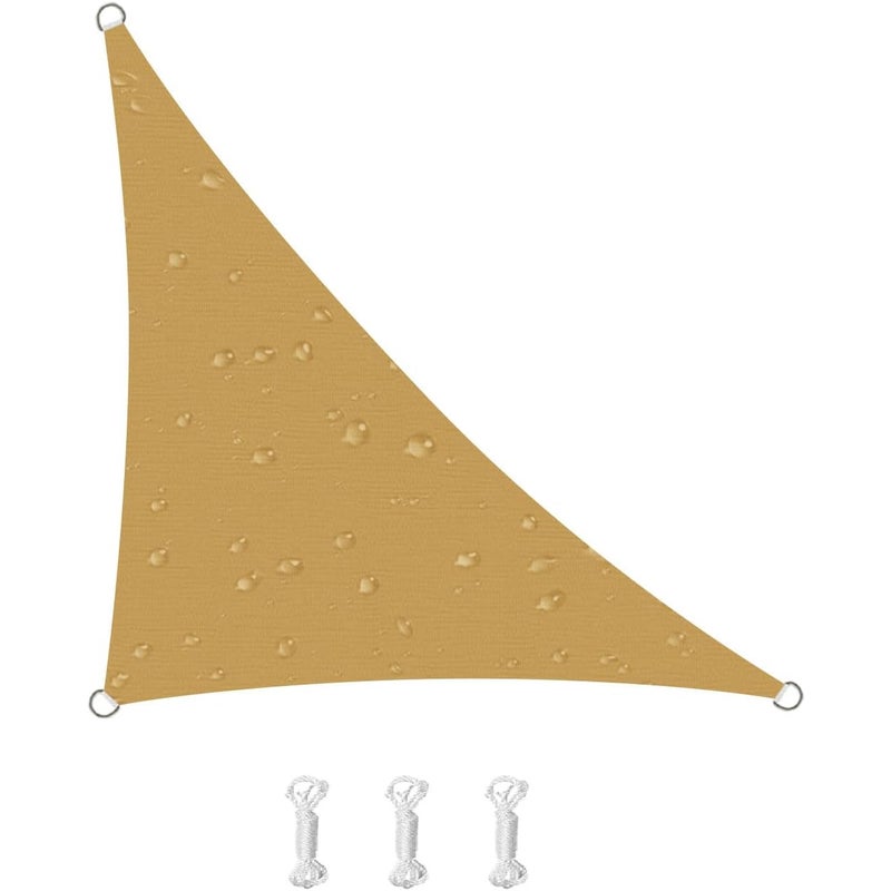 Żagiel przeciwsłoneczny, skutecznie blokuje promienie UV, tkanina Oxford, odpowiedni na tarasy, balkony, do ogrodów, 5*5*7,1 m (piaskowo-żółty)