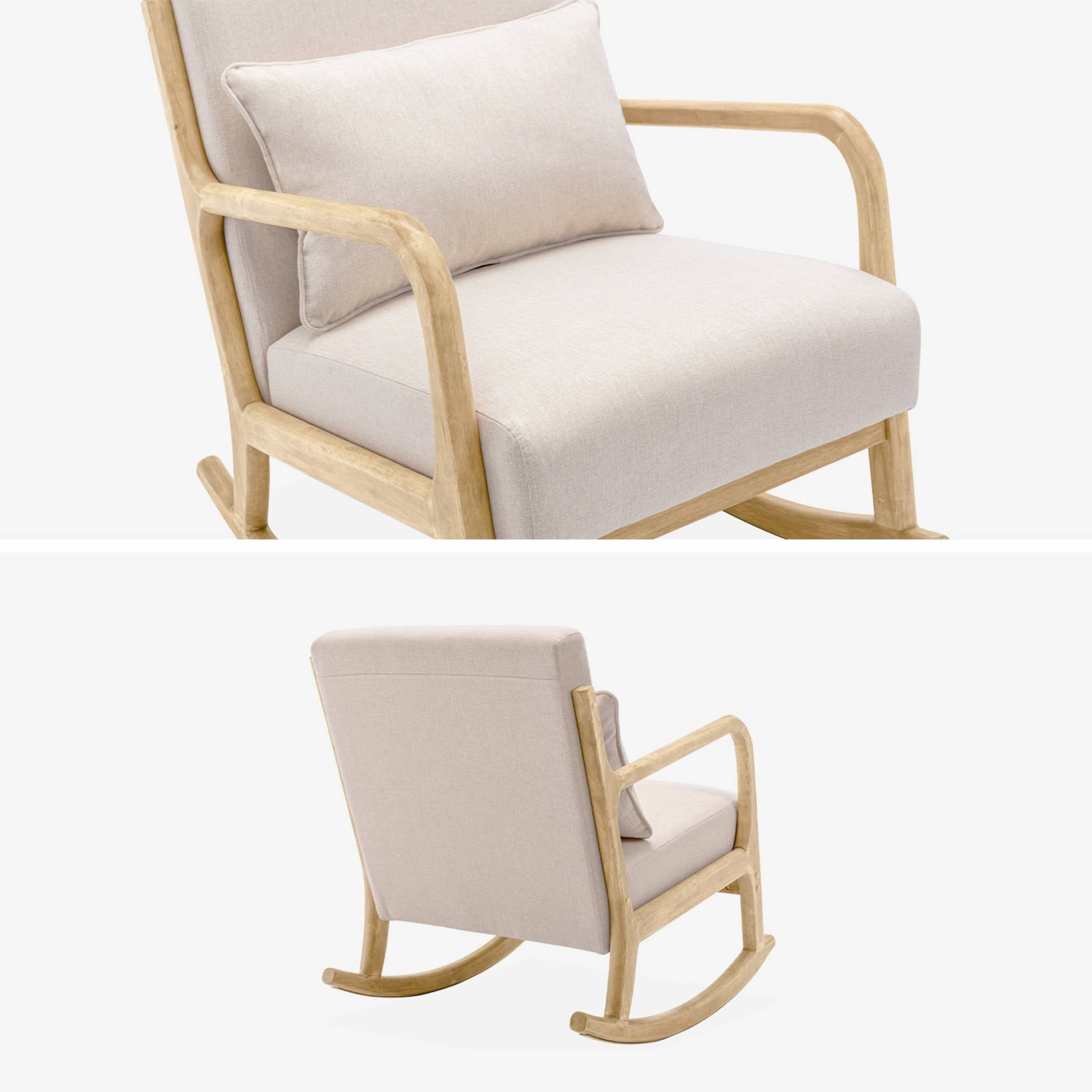 Fauteuil à bascule design en bois et tissu. 1 place. rocking chair scandinave. beige LORENS - 6