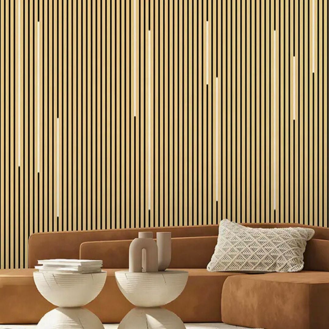 Lot de 2 Panneaux Acoustiques Muraux Bois 240x60x2,2cm - Finition Chêne Blanc avec Fond Noir - SILUMEN - 6