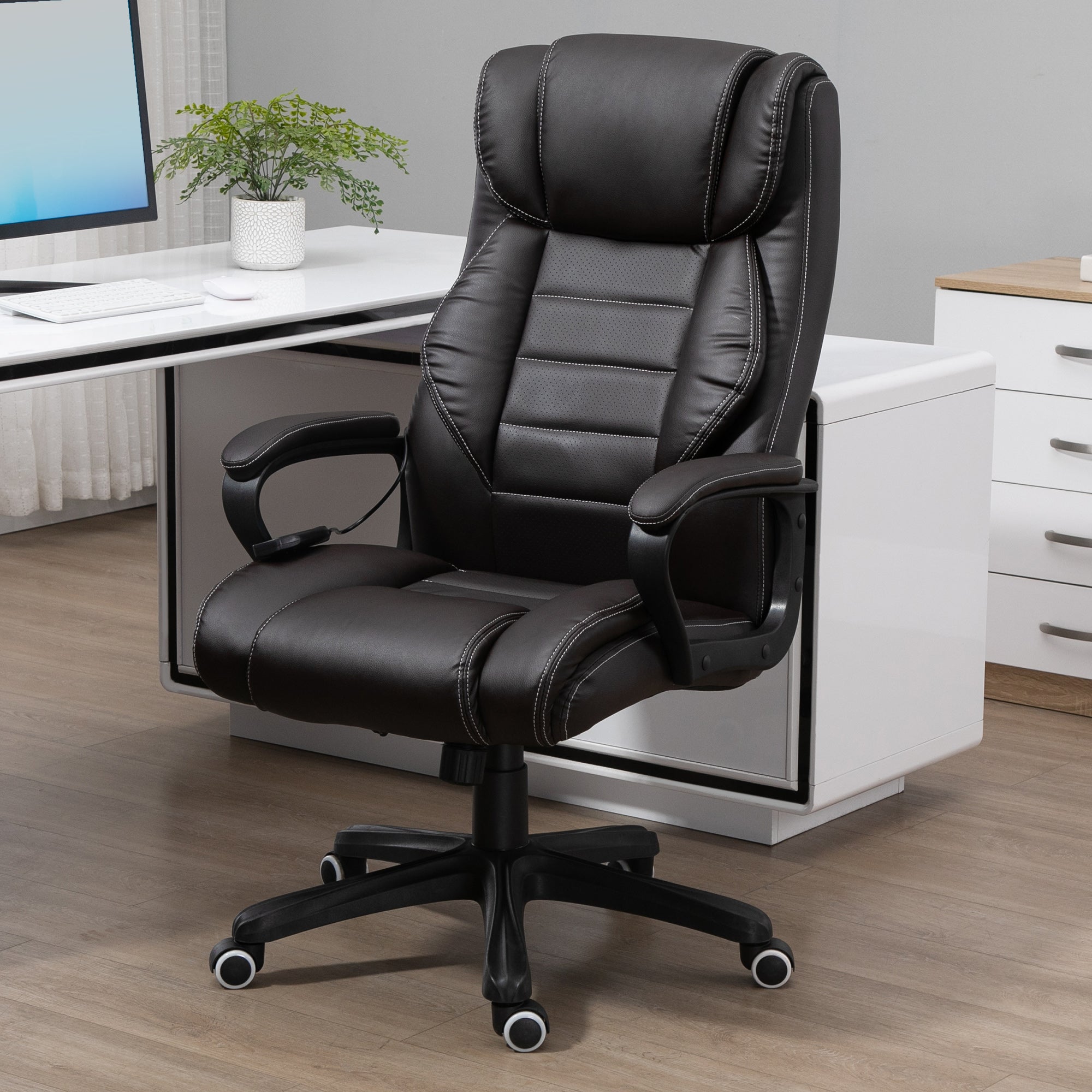 Fauteuil de bureau massant 6 points avec hauteur réglable, marron ...