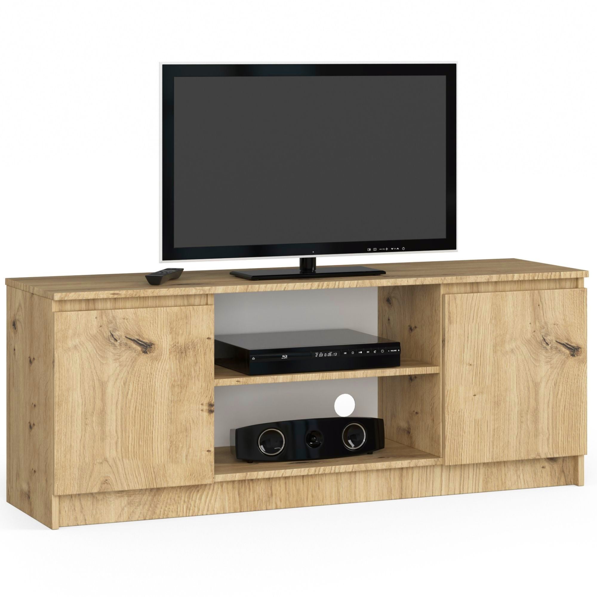 Szafka RTV AKORD Dąb Artisan 140 cm 2 drzwi kolor Dąb Artisan mat 2 półki 140x40x55 cm