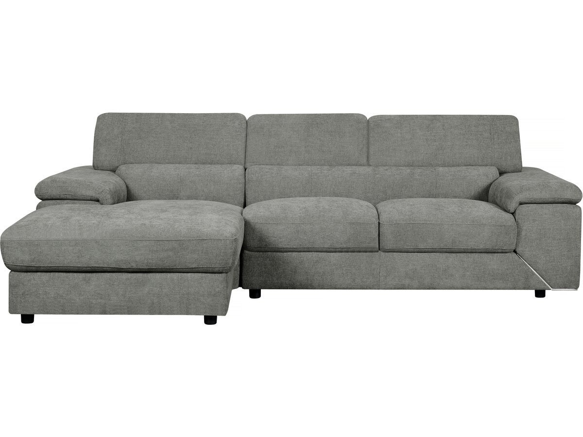 Sofa narożna "London" z tkaniny szenilowej - 4-osobowa - Szara