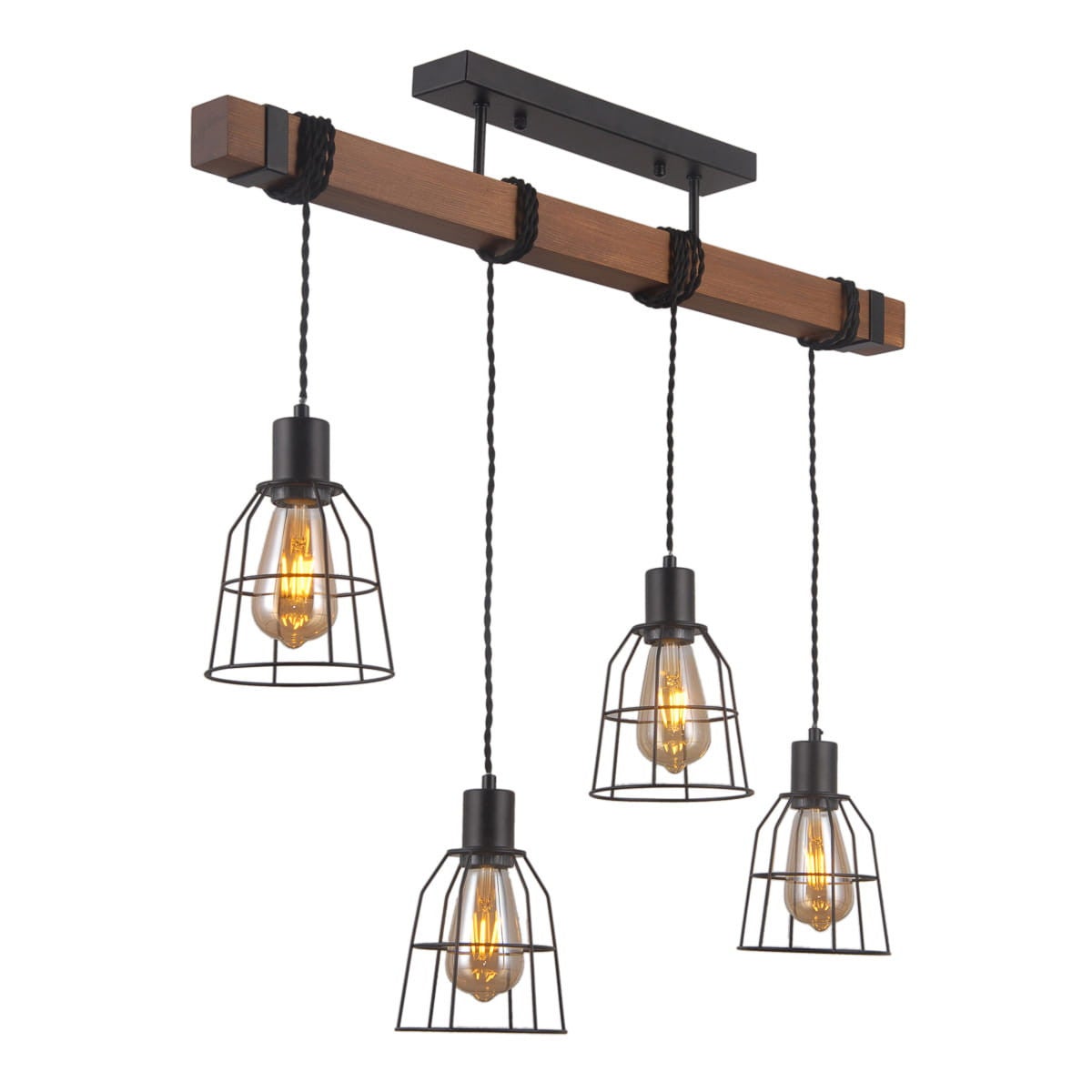 Lampa wisząca Reda czarny mat-ciemne drewno 4xE27x40W industrialna wym: 75 x 80 x 14 cm metal Italux