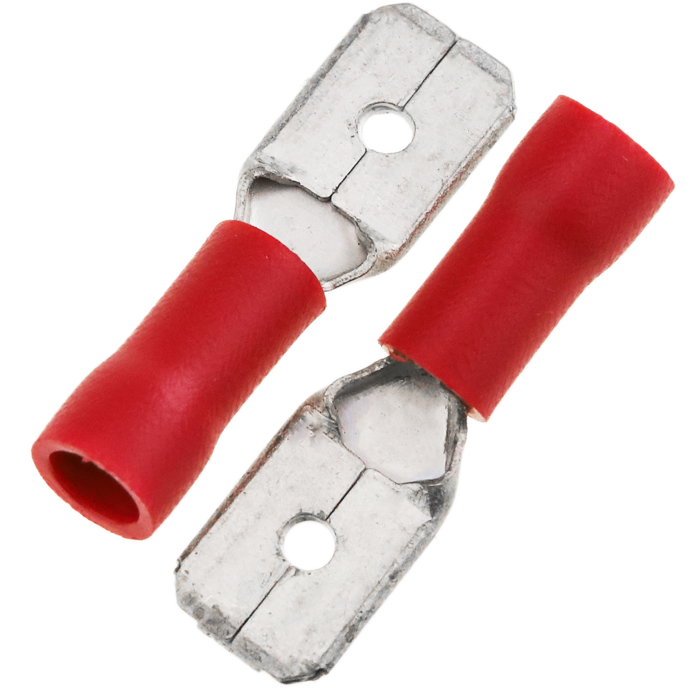 Kit 20 faston maschio 6,3 mm con coprifaston R/N