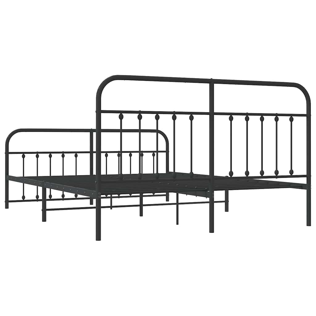 Estructura de cama sin colchón con estribo, de metal negro, para dormitorio, 183 × 213 cm - 8