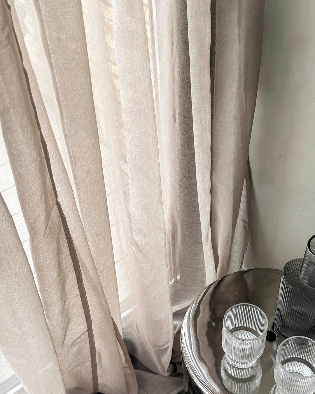 Rideau voilage transparent à galon fronceur - 140x270cm - Sable - HOOMstyle - 4
