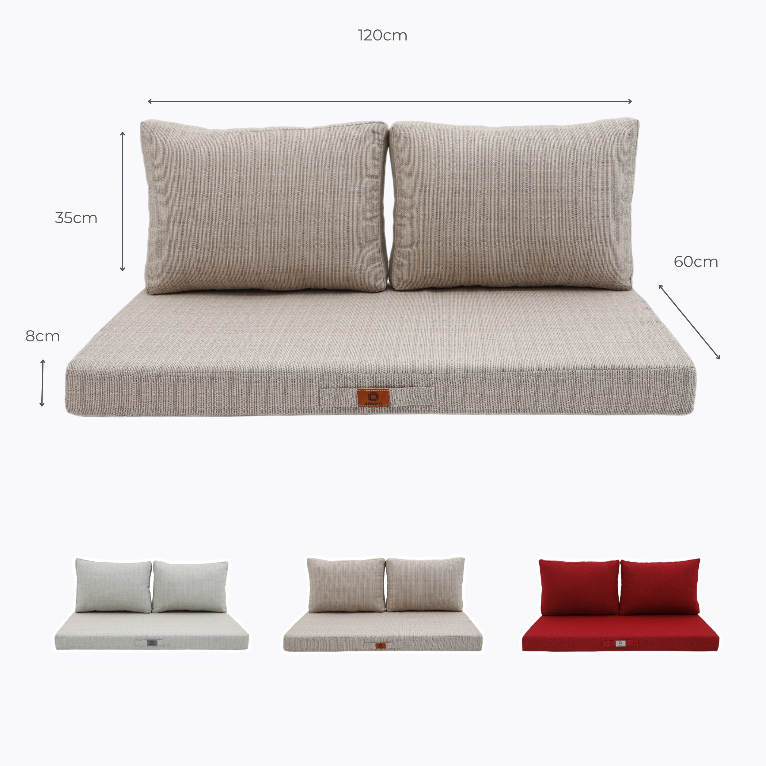 Coussins pour salon de jardin déhoussable 120x60cm - Beige Chiné - 5