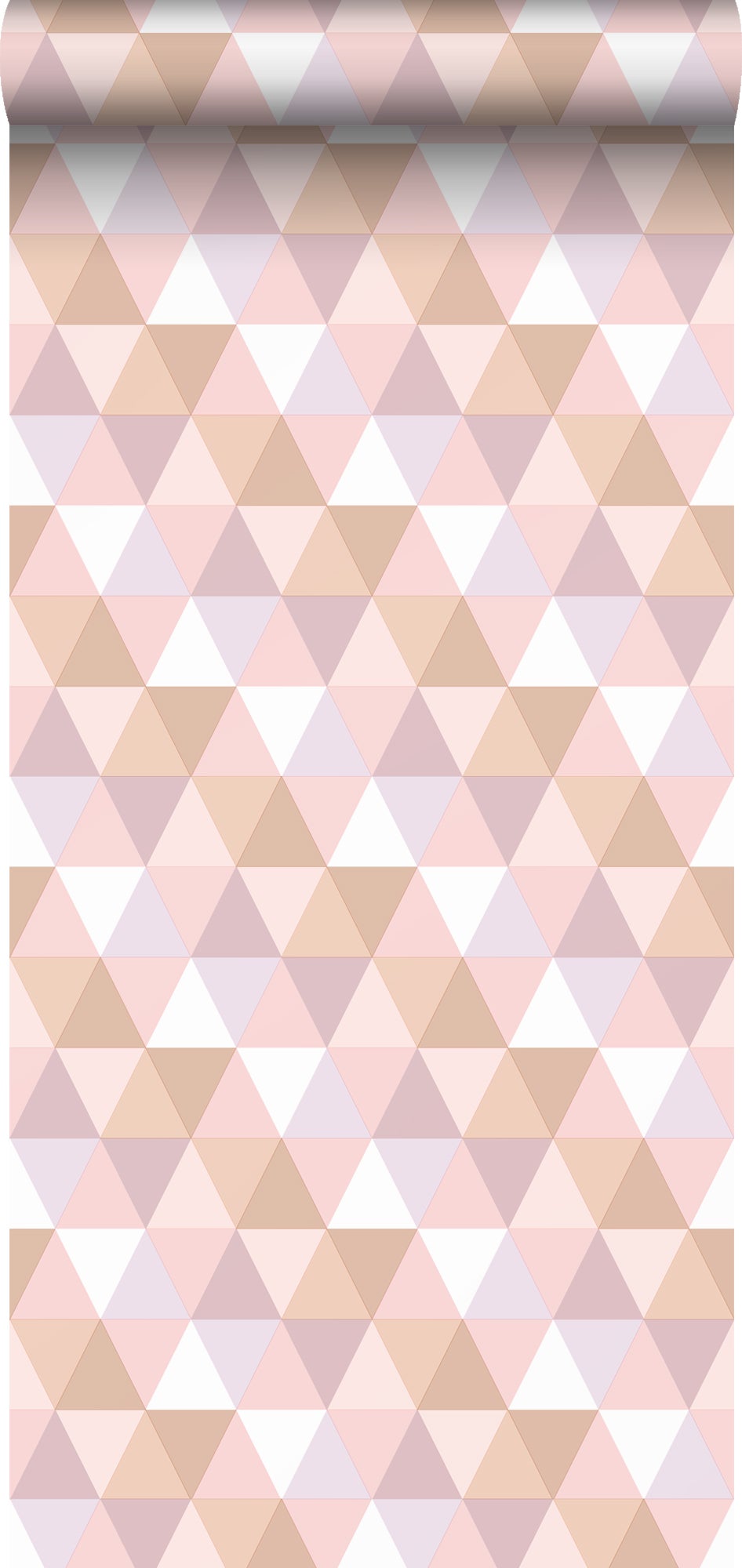 Tapeta trójkąty liliowo fioletowym,delikatnego różuIterakota - 50 x 900 cm - ESTAHOME
