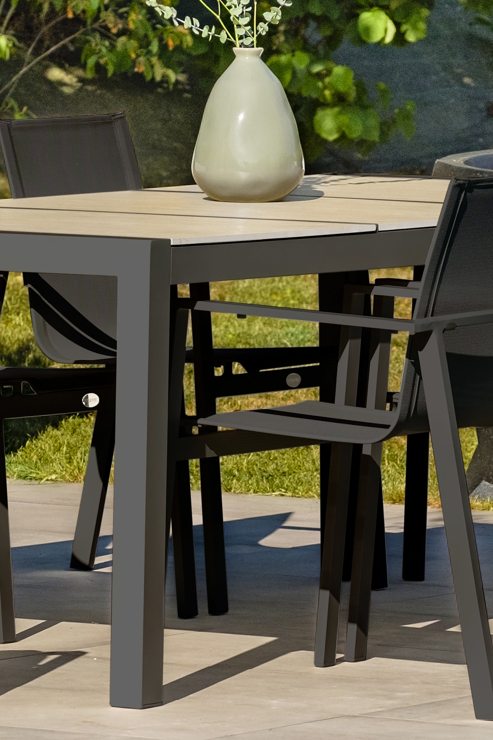 Table de jardin extensible rectangulaire en Aluminium Gris 8 places - 6