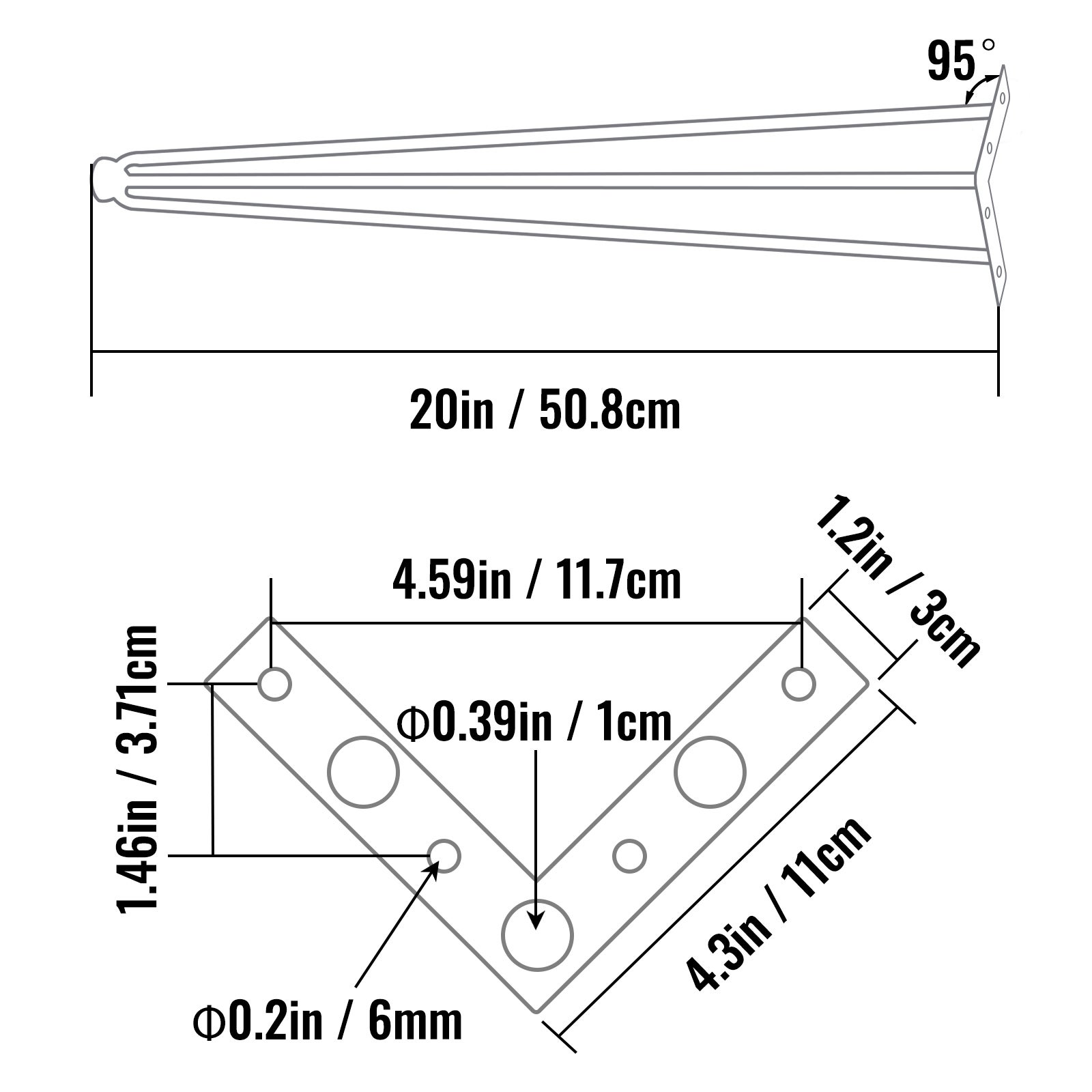 Pieds de Table Épingle 4Pcs VEVOR Acier Noir 20 Pouces 3 Tiges Robustes, Pieds de Meubles Épingle pour Table Bureau DIY Salon Cuisine - 8
