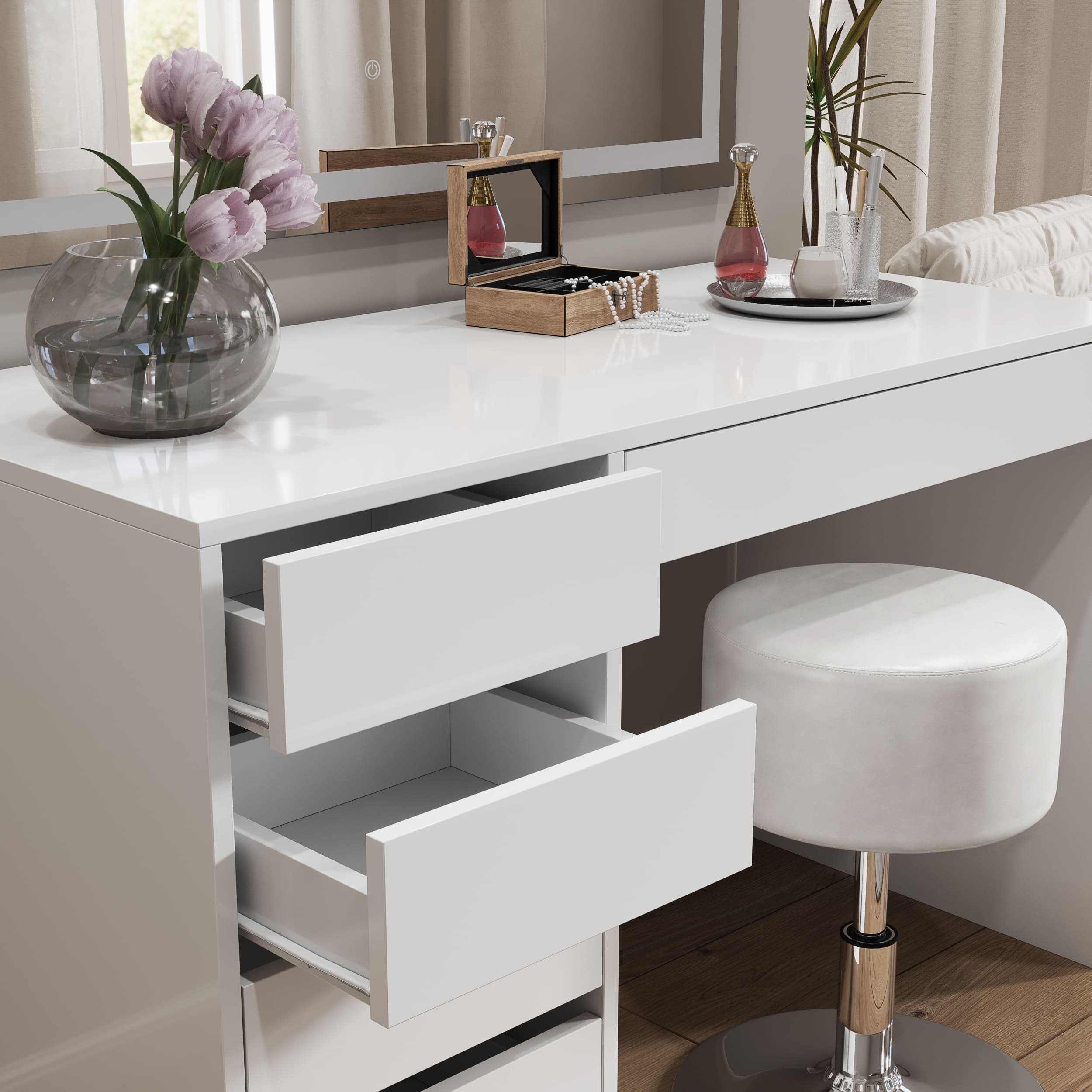 Vicco Stołek Design, Biały, 33.5 x 67 cm do toaletki - 5