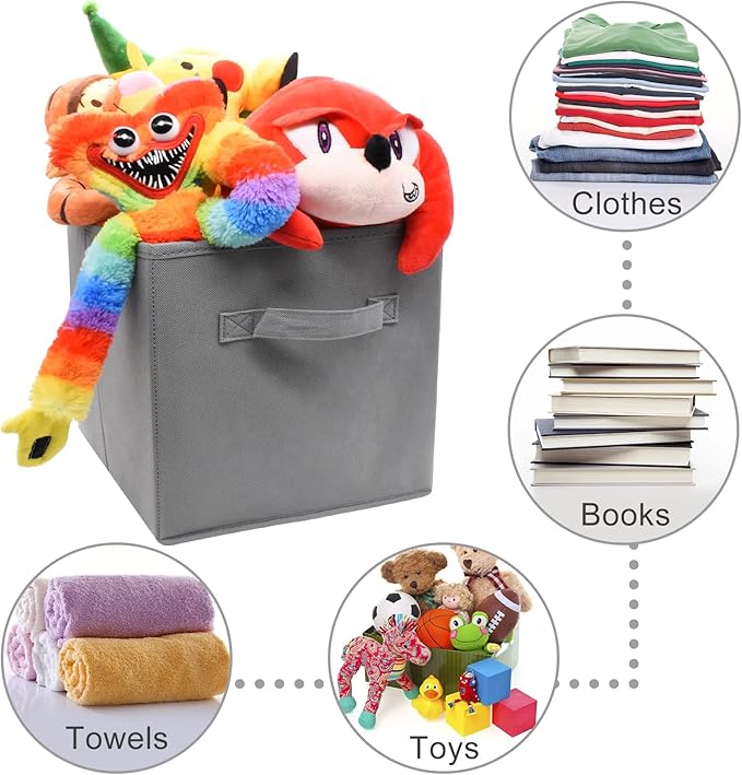 Cubes de rangement pliables, 27 x 27 x 28 cm, boîtes de rangement ouvertes en tissu non tissé, tiroir en tissu, pour jouets et vêtements - 5