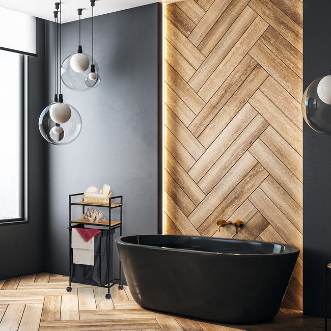 Scaffale Con Rotelle Per Bagno Relaxdays - 2 Ripiani In Bambù Con Cesto Biancheria, Nero/Naturale - Foto 9