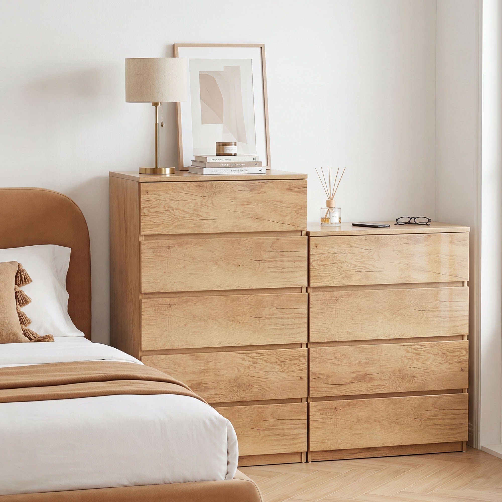 Commode 4 tiroirs pour chambre, moderne, design sans poignées, pour ...