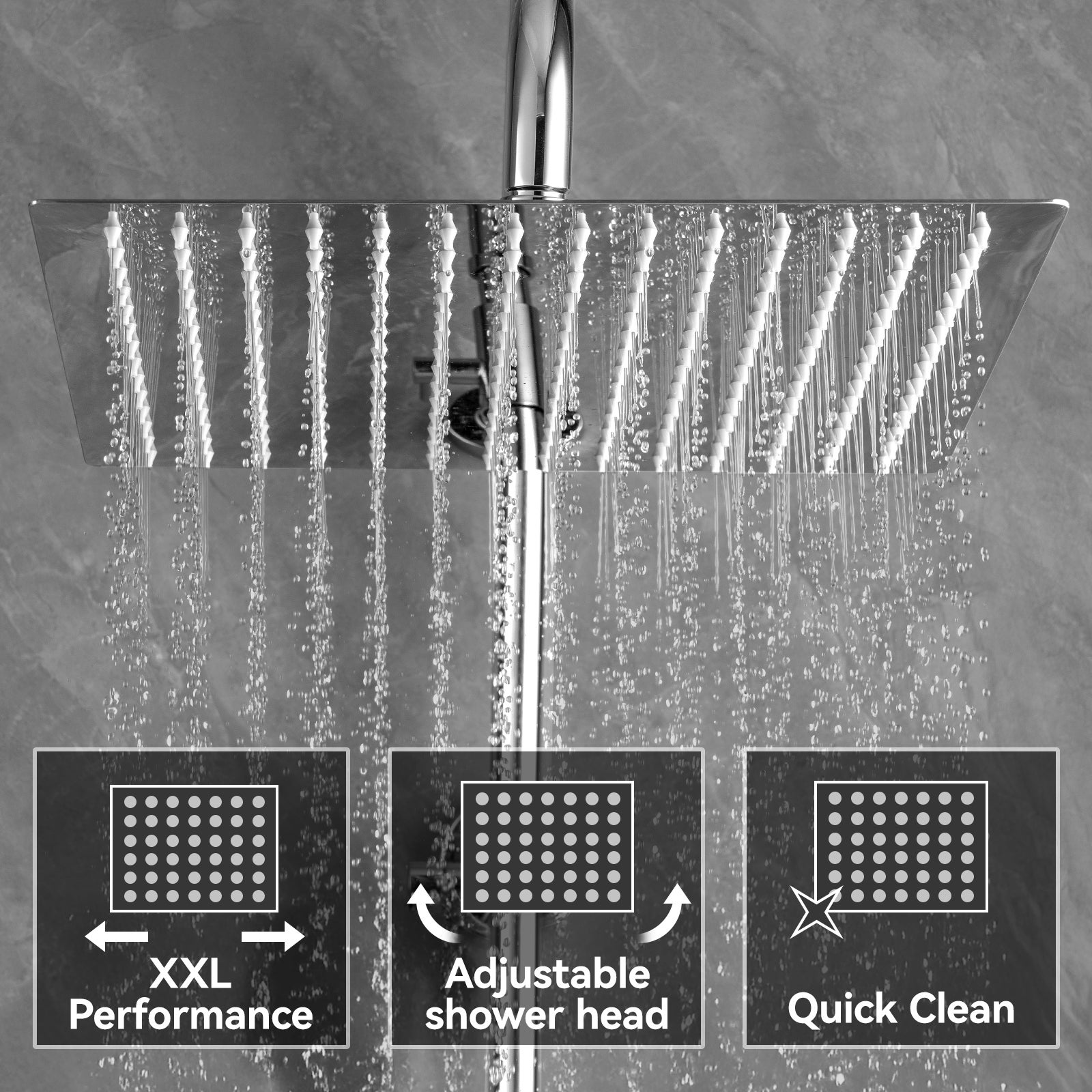 Colonne de Douche Thermostatique,avec tête de douche 30*30CM,Pommeau Douche 6 Jets,Réglable en Hauteur,Douche Set avec Mitigeur,chromé - 5
