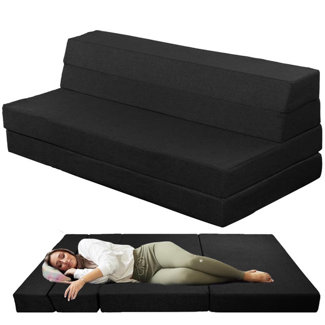 Matelas Pliable 135x190x12cm - Matelas Futon Pliant 2 en 1 - Matelas Mémoire de Forme - Canapé Lit - Matelas d'Invités et Matelas de Voyage