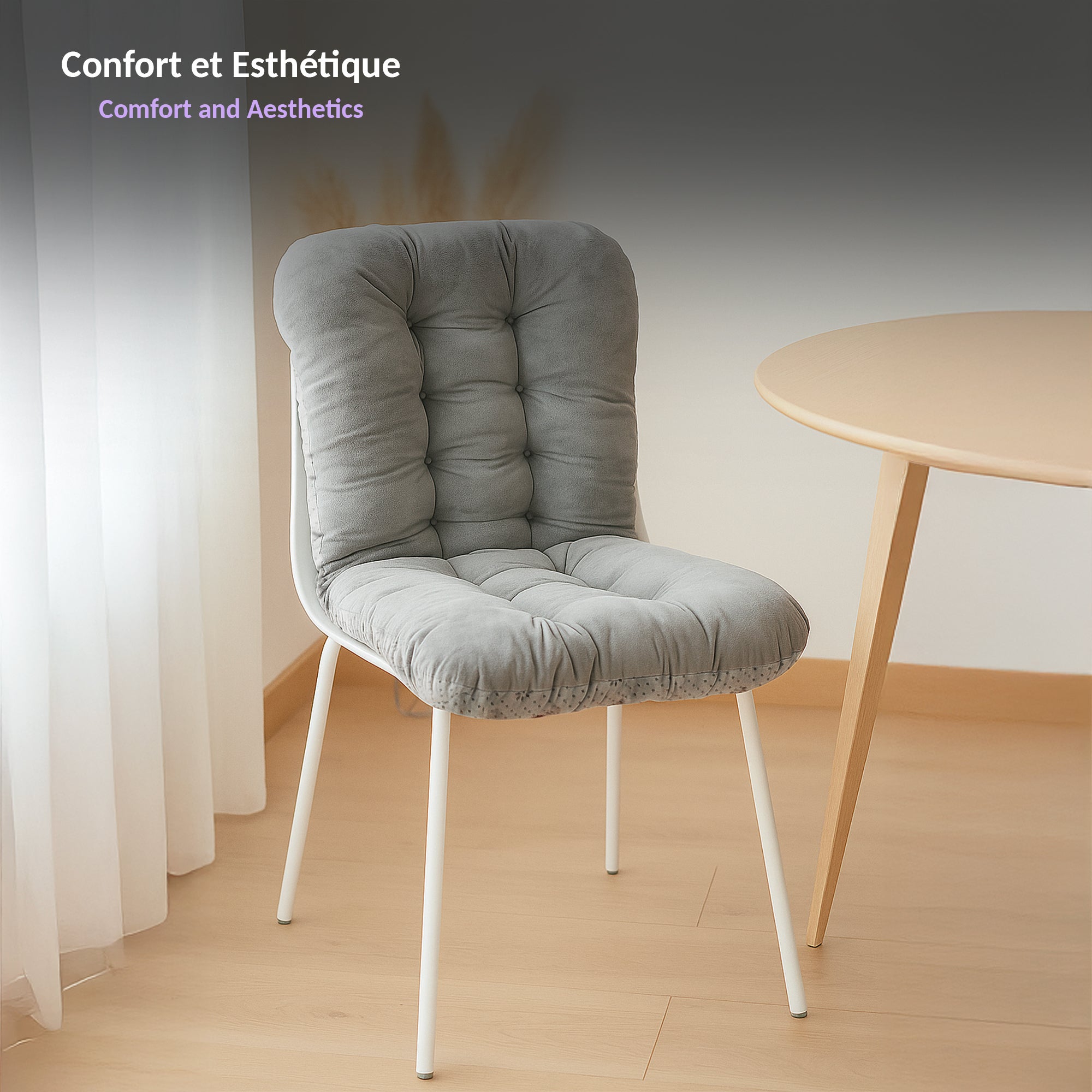 FISHTEC - Coussin d'assise avec dossier - rembourrage 6 cm - velours doux - base antiderapante - fixation cordons et elastique - confort durable - 7