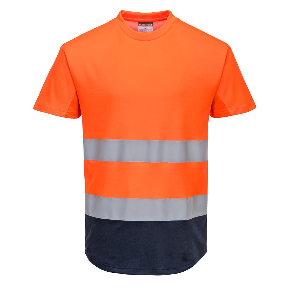 Portwest - Tee-shirt manches courtes bicolore haute visibilité classe 2 - Orange / Bleu Marine - L - 4