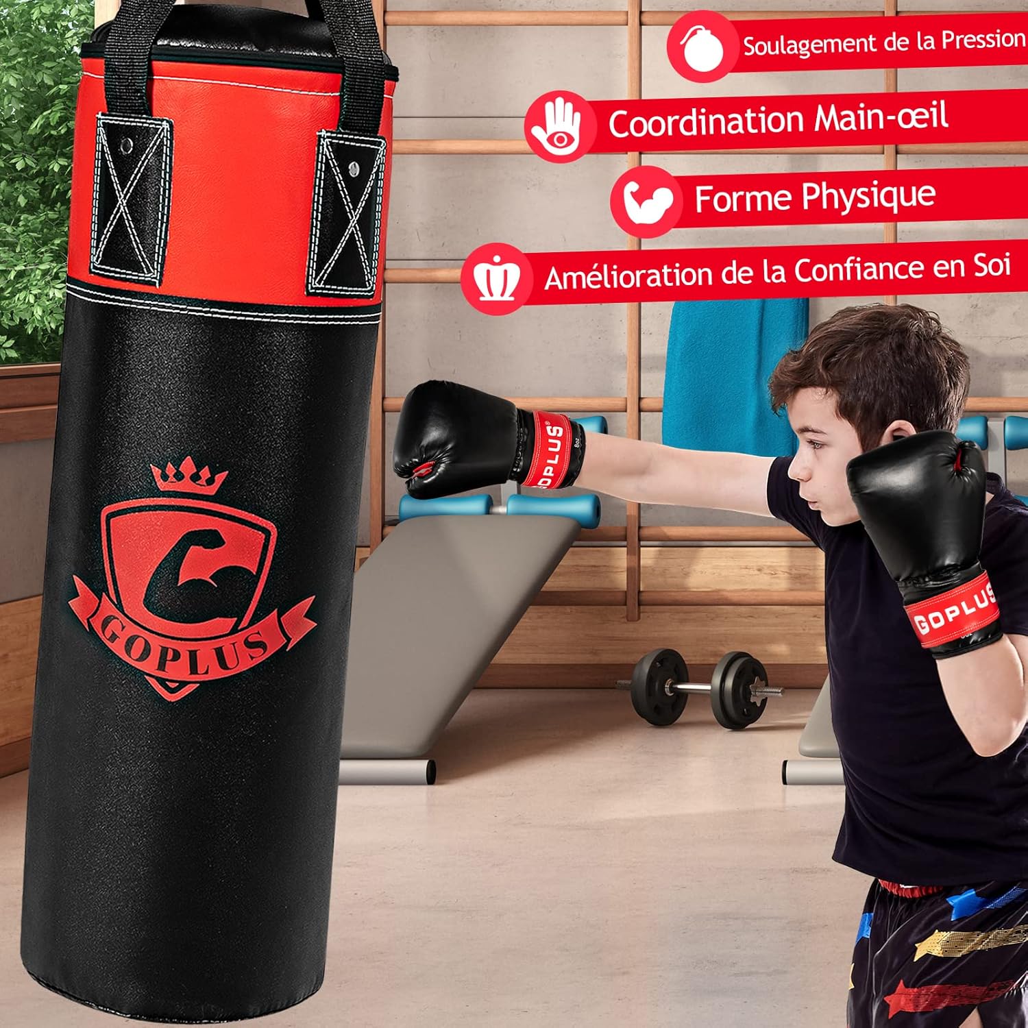 Sacco da Boxe per Bambini, con Guantoni e Borsa, Sacco Boxe da