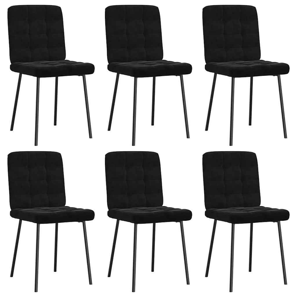 Lot De 2 Chaises De Salle à Manger Velours Noir Style Rétro - Assise Velours, Pieds Acier