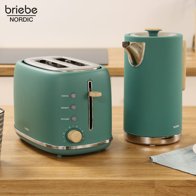 Nordic Set Tostadora Pan Ranura Ancha Rebanadas Hervidor Agua